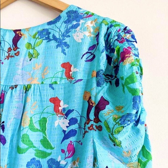 TANYA TAYLOR SILK ZORA RUCHED SHORT SLEEVE DRESS - Picture 7 of 12